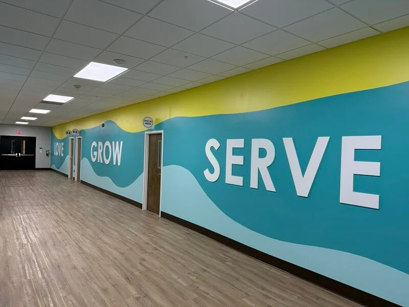 An image of the interior signage for the kids area.